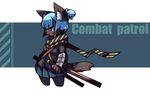  bigger_version_at_the_source blue_hair brown_fur cat clothing feline female fur hair kemono mammal samurai scarf short_hair skirt unknown_artist 