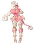  2015 alpha_channel anthro bell big_breasts bovine breast_grab breasts cattle clothing ear_piercing female footwear high_heels horn huge_breasts lips looking_at_viewer mammal navel nipples piercing pink_nipples pink_skin rebeccacablah shoes smile solo standing thick_thighs wide_hips yellow_lips 