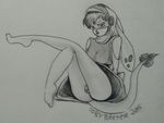  anthro bedroom_eyes black_and_white breasts clothed clothing female hair half-closed_eyes looking_at_viewer mammal monochrome neopets presenting pussy sitting skirt solo zafara 