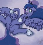  anus blue_background blue_fur blue_hair blush crown equine female friendship_is_magic fur garam hair horn horse looking_down mammal my_little_pony open_mouth plain_background pony princess_luna_(mlp) pussy royalty solo spread_legs spreading tongue two_tone_hair 
