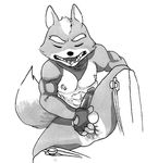  abs anal anal_fingering anthro anus balls bandanna black_and_white boots canine erection eyes_closed fingering fox fox_mccloud front_view glitter_trap_boy humanoid_penis male mammal marker_(artwork) masturbation monochrome muscles nintendo nipples nude open_mouth pecs penis sharp_teeth solo spread_legs spreading star_fox teeth toned traditional_media_(artwork) video_games 