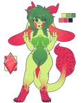 2015 :3 alpha_channel ashiji big_breasts big_ears black_fur black_tail breasts claws dragon dragoon_(species) facial_markings facing_viewer fangs female floppy_ears fluffy freckles fruit_dragoon fur gem green_eyes green_fur green_hair green_tail hair horn huge_breasts huge_ears lime_fur looking_at_viewer markings mellona model_sheet open_mouth plain_background red_fur red_skin red_tail ruby_(general) transparent_background white_fur 