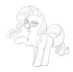  butt darkpandax equine eyewear female feral friendship_is_magic glasses horse levitation looking_back mammal my_little_pony pencil plain_background pony rarity_(mlp) sketch solo 