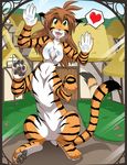  &lt;3 breasts feline female flora_(twokinds) fur hair invalid_tag keidran long_hair mammal nude open_mouth solo taur tiger tom_fischbach twokinds 