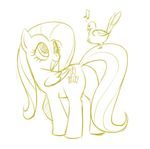  avian bird butt darkpandax equine female feral fluttershy_(mlp) friendship_is_magic horse mammal my_little_pony plain_background pony sketch 