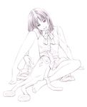  barefoot dress_shirt monochrome original shirt sketch solo spread_legs traditional_media yoshitomi_akihito 