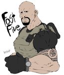  bald black_eyes bulletproof_vest butcha-u copyright_name facial_hair fast_five fingerless_gloves gloves goatee lucas_hobbs male_focus manly muscle solo tattoo the_fast_and_the_furious the_rock 