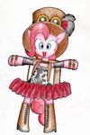  2015 blue_eyes clothed clothing conbudou earth_pony equine female friendship_is_magic fur hair horse looking_at_viewer mammal my_little_pony pink_fur pink_hair pink_tail pinkie_pie_(mlp) plain_background pony solo steampunk traditional_media_(artwork) 