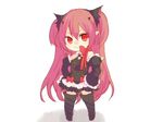  bare_shoulders black_dress boots bow chibi detached_sleeves dress krul_tepes long_hair non-web_source owari_no_seraph pink_hair pointy_ears red_eyes ribbon smile solo thigh_boots thighhighs vampire very_long_hair 