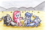  2014 blinkie_pie_(mlp) blue_eyes conbudou cub earth_pony equine female friendship_is_magic fur grey_fur grey_hair group hair horse inkie_pie_(mlp) long_hair looking_at_viewer mammal maud_pie_(mlp) my_little_pony open_mouth pink_hair pinkamena_(mlp) pinkie_pie_(mlp) pony purple_eyes purple_hair sibling sisters traditional_media_(artwork) young 
