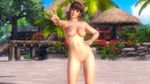  blue_eyes breasts dead_or_alive hitomi_(doa) mod nipples nude peace pussy short_hair 