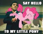  blood clenched_teeth crossover cutie_mark duo earth_pony equine eyes_closed friendship_is_magic horse human mammal meme my_little_pony pinkie_pie_(mlp) pony rage scarface_(1983) smile suit teeth tony_montana 