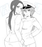  female_admiral_(kantai_collection) gloves ikeshita_moyuko kantai_collection long_hair military military_uniform multiple_girls naval_uniform shiomi_kaoru skirt uniform 