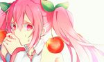  bad_id bad_pixiv_id cherry crying crying_with_eyes_open detached_sleeves food fruit hatsune_miku leaf long_hair looking_at_viewer necktie pink_eyes pink_hair sakura_miku solo tears twintails umigumo_yuuna vocaloid 