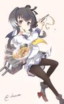  :t anchor_symbol black_hair black_legwear bowl chopsticks commentary_request dress eating egg food food_in_mouth hat ido_(teketeke) kantai_collection long_sleeves meandros mini_hat noodles pantyhose ramen sailor_collar sailor_dress short_hair solo tokitsukaze_(kantai_collection) twitter_username white_background 