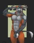  2015 abs anthro balls bovine dog-bone facial_piercing genital_piercing looking_at_viewer male mammal muscles nose_piercing nose_ring nude pecs penis piercing solo 