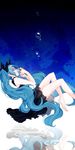  air_bubble asphyxiation bad_id bad_pixiv_id barefoot black_dress blue_hair breath bubble closed_eyes dress drowning hatsune_miku highres long_hair reflection shinkai_shoujo_(vocaloid) sleeping solo submerged tami_(nako) twintails underwater very_long_hair vocaloid 