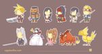  5boys aerith_gainsborough barret_wallace cait_sith chibi chocobo cid_highwind clawed_gauntlets cloud_strife dress edison_yan everyone final_fantasy final_fantasy_vii moogle multiple_boys multiple_girls no_nose parody pink_dress red_xiii scribblenauts sephiroth style_parody tifa_lockhart vincent_valentine yuffie_kisaragi 