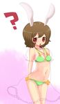  animal_ears bra brown_hair bunny_ears inaba_tewi lingerie panties red_eyes sasoribi-dekine see-through short_hair solo touhou underwear underwear_only 