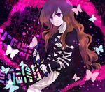  brown_hair bug butterfly dark dress gradient_hair hijiri_byakuren insect kurosawa_kazuto long_hair multicolored_hair pale_skin purple_eyes purple_hair sitting smile solo sorcerer's_sutra_scroll touhou turtleneck wavy_hair 