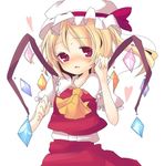  bad_hands bad_id bad_pixiv_id blonde_hair blush crystal doraemon_(artist) flandre_scarlet hat red_eyes side_ponytail solo sweatdrop touhou wings 