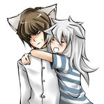  animal_ears bad_id bad_pixiv_id bakura_ryou blush cat_ears hug kaiba_seto lowres multiple_boys saliva sweatdrop yuu-gi-ou yuu-gi-ou_duel_monsters 