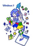  7-tan bad_id bad_pixiv_id blue_eyes blue_hair hair_ornament hairband icons madobe_nanami os-tan ribbon shield short_hair solo wanram 