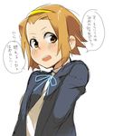  bad_id bad_pixiv_id blush brown_hair embarrassed face hairband highres k-on! saitou_yahu school_uniform short_hair solo tainaka_ritsu translated yellow_hairband 