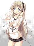  blonde_hair blue_eyes dekosuke headphones long_hair original solo 