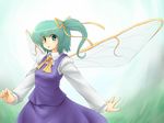  bad_id bad_pixiv_id daiyousei green_eyes green_hair hair_ribbon kakkou ponytail ribbon short_hair side_ponytail solo touhou wings 