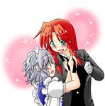  bad_id bad_pixiv_id braid butler female_butler hong_meiling izayoi_sakuya multiple_girls red_hair sakura_(doors) silver_hair touhou 