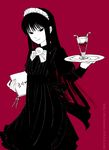  bad_id bad_pixiv_id black_eyes black_hair hagoromo_gitsune headband long_hair maid nurarihyon_no_mago shuza_log solo tray 