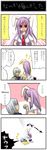  1girl 4koma ame_(candycircle) animal_ears bunny_ears buront comic crossover elf elvaan final_fantasy final_fantasy_xi highres long_hair necktie pointy_ears purple_hair red_eyes reisen_udongein_inaba short_hair silver_hair the_iron_of_yin_and_yang touhou translated 
