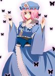  bad_id bad_pixiv_id bug butterfly fuurin_(omaemona) hat insect japanese_clothes kimono pink_eyes pink_hair saigyouji_yuyuko short_hair solo touhou 