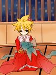  blonde_hair boy child crossdress crossdressing japanese_clothes kagamine_len kimono ribbon short_hair shota trap vocaloid 