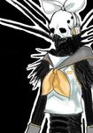  1girl black_background blame! commentary_request cosplay crossover davine_lu_linvega hai_no_ji kagamine_rin kagamine_rin_(cosplay) lowres outline parody sailor_collar school_uniform serafuku silicon_creature_(blame!) simple_background solo vocaloid white_outline 