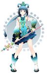  bad_id bad_pixiv_id blue_eyes blue_hair boots braid earrings hair_ornament jewelry legs long_hair magical_girl nardack pixiv pixiv-tan see-through smile solo wand 