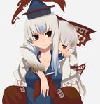  bad_id bad_pixiv_id blue_hair bow brown_eyes carrying fujiwara_no_mokou fuurin_(omaemona) hair_bow hair_ribbon hat kamishirasawa_keine long_hair multicolored_hair multiple_girls red_eyes ribbon silver_hair smile touhou two-tone_hair 