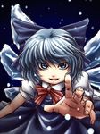  bad_id bad_pixiv_id blue_eyes blue_hair bow cirno foreshortening hair_bow hands kakkou short_hair sketch solo touhou wings 