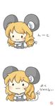  :3 animal_ears bad_id bad_pixiv_id chibi closed_mouth highres kemonomimi_mode kirisame_marisa long_hair mouse_ears mouse_marisa mouse_tail orange_hair ribbon simple_background solid_circle_eyes solo tail tail_ribbon touhou translated white_background white_ribbon yuasan 