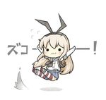  :3 anchor_hair_ornament ascii_art bad_id bad_pixiv_id blonde_hair blue_skirt chibi crop_top crop_top_overhang flying_sweatdrops hair_ornament hairband kantai_collection long_hair miniskirt neckerchief pleated_skirt school_uniform serafuku shimakaze_(kantai_collection) simple_background skirt solid_circle_eyes solo striped striped_legwear thighhighs white_background yuasan 