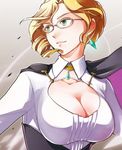  blonde_hair breasts cape earrings glasses glynda_goodwitch green_eyes jewelry large_breasts light_smile md5_mismatch nishiura_some resized rwby smile solo upscaled 