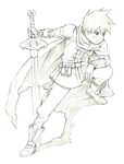  loan_knight male_focus monochrome sketch solo sword traditional_media weapon yoshitomi_akihito 