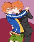  ahoge aoi_kyousuke aoi_yuusuke arm_around_waist blush brothers closed_eyes highres idolmaster idolmaster_side-m incest kiyose_akame male_focus multiple_boys orange_hair siblings smile twincest twins w_(idolmaster) yaoi 