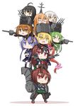  aa_gun ahoge binoculars black_hair black_serafuku black_skirt blonde_hair brown_eyes brown_hair chibi crescent crescent_hair_ornament crossed_arms fumizuki_(kantai_collection) green_hair green_skirt hair_ornament high_ponytail jacket kantai_collection kikuzuki_(kantai_collection) kisaragi_(kantai_collection) long_hair long_sleeves low-tied_long_hair low_twintails machinery mikazuki_(kantai_collection) mochizuki_(kantai_collection) multiple_girls mutsuki_(kantai_collection) nagatsuki_(kantai_collection) neckerchief pantyhose pink_hair pleated_skirt ponytail purple_hair remodel_(kantai_collection) sailor_collar satsuki_(kantai_collection) school_uniform serafuku short_hair short_hair_with_long_locks simple_background skirt smile thighhighs twintails uzuki_(kantai_collection) white_background white_hair white_neckwear yamato_tachibana yayoi_(kantai_collection) yellow_eyes 