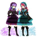  :d alternate_costume blue_eyes blue_hair boots bracelet_girls dress frills gothic_lolita green_eyes hair_down hairband hiiragi_yuzu hiyoseri hortense lolita_fashion long_hair multicolored_hair multiple_girls open_mouth parody pink_hair roman serena_(yuu-gi-ou_arc-v) smile sound_horizon two-tone_hair violette yuu-gi-ou yuu-gi-ou_arc-v 