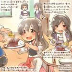  akagi_(kantai_collection) ashigara_(kantai_collection) black_eyes black_hair bob_cut brown_hair curry curry_rice dated door elbow_gloves food glass gloves hakama hand_on_own_face japanese_clothes juice kaga_(kantai_collection) kantai_collection katsu_(food) kirisawa_juuzou long_hair multiple_girls muneate myoukou_(kantai_collection) nachi_(kantai_collection) numbered plate rice side_ponytail spoon thighhighs translation_request twitter_username uniform younger 