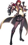  alternate_costume belt boots chaos_online dual_wielding full_body gun handgun highres holding long_hair looking_at_viewer love_cacao male_focus official_art parted_lips purple_eyes red_hair solo standing sunglasses transparent_background weapon zerdin 