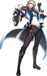  alternate_costume aqua_eyes belt boots chaos_online dual_wielding full_body gun handgun highres holding long_hair looking_at_viewer love_cacao male_focus official_art parted_lips solo standing transparent_background weapon zerdin 