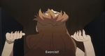  1boy 1girl animated animated_gif golden_time lowres parody subtitled the_exorcist what 